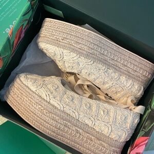 FARM Rio Cream Espadrilles with Intricate Woven Design